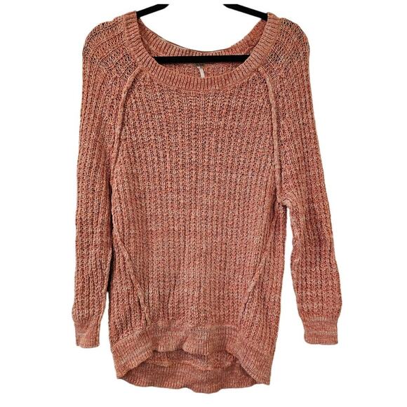 Free People Sweater Womens Small Tunic Cable Knit Marled Orange Boho Chic Cabin - Picture 1 of 10